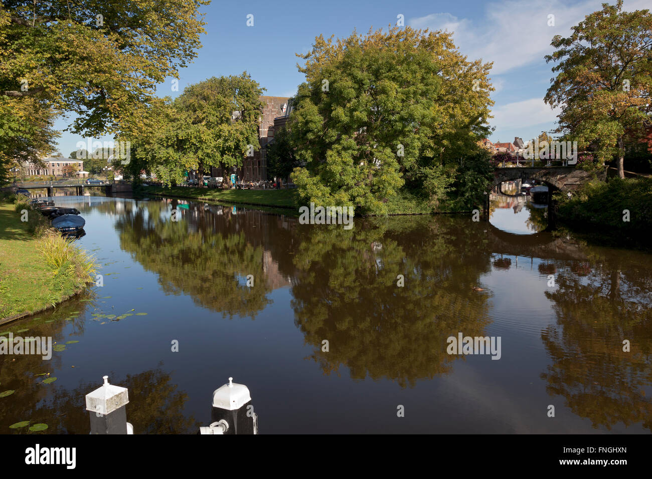 City view of Leiden in summer, Netherlands Stock Photo