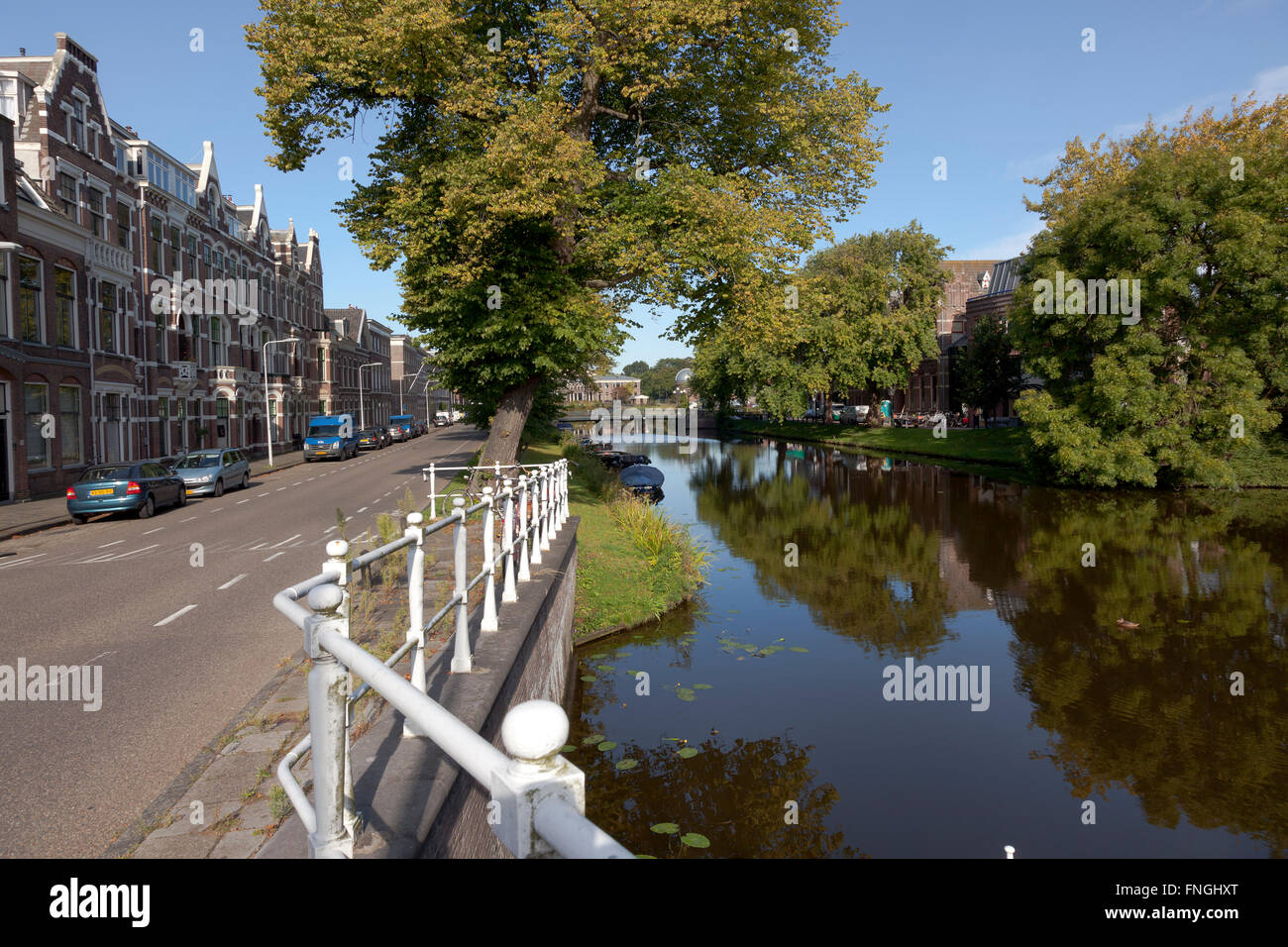 City view of Leiden in summer, Netherlands Stock Photo
