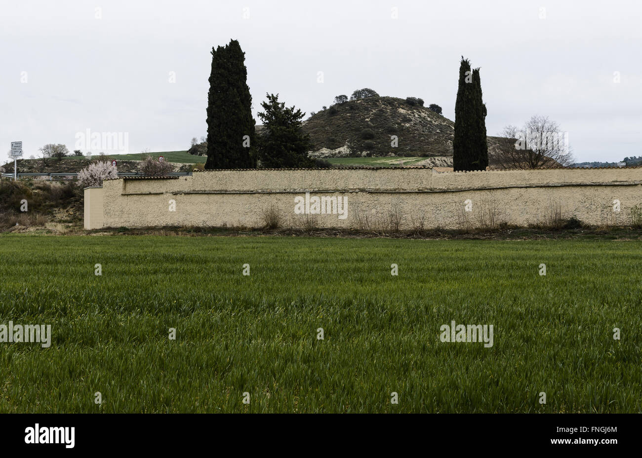 A cemetery rear view in Sentiu de Sió, Lleida province, Catalonia, Spain Stock Photo