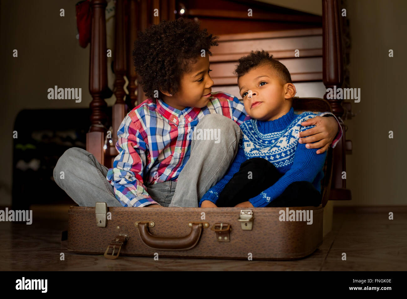 Two friendly-looking afro kids Stock Photo - Alamy