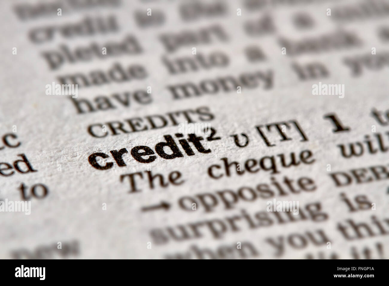 Credit Word Definition Text in Dictionary Page Stock Photo Alamy