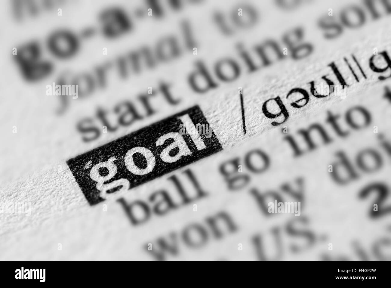 Goal Definition Word Text in Dictionary Page Stock Photo Alamy