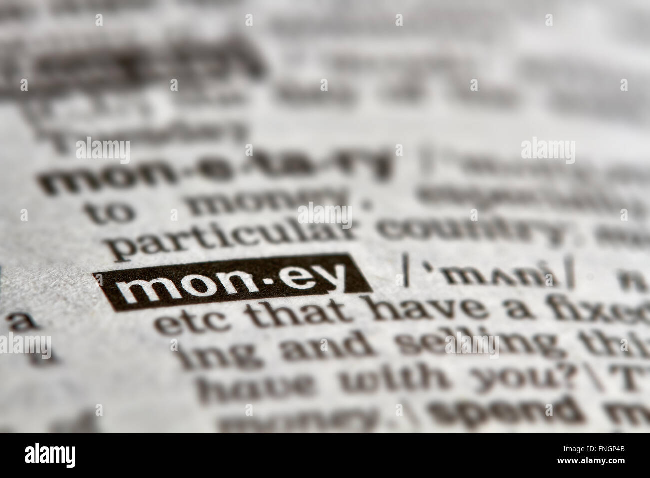 Money Word Definition Text in Dictionary Page Stock Photo Alamy