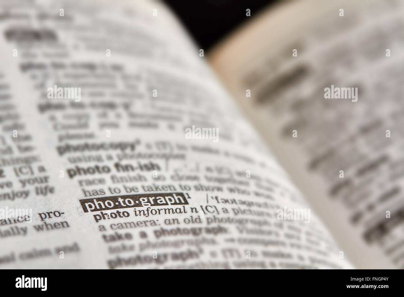 Photograph Word Definition Text in Dictionary Page Stock Photo Alamy