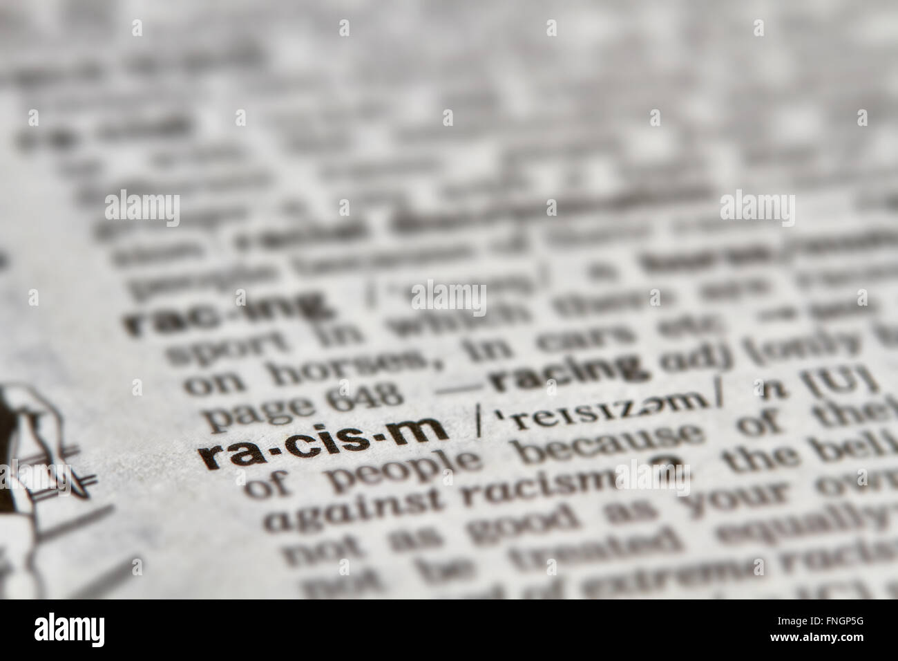 Racism Word Definition Text in Dictionary Page Stock Photo Alamy