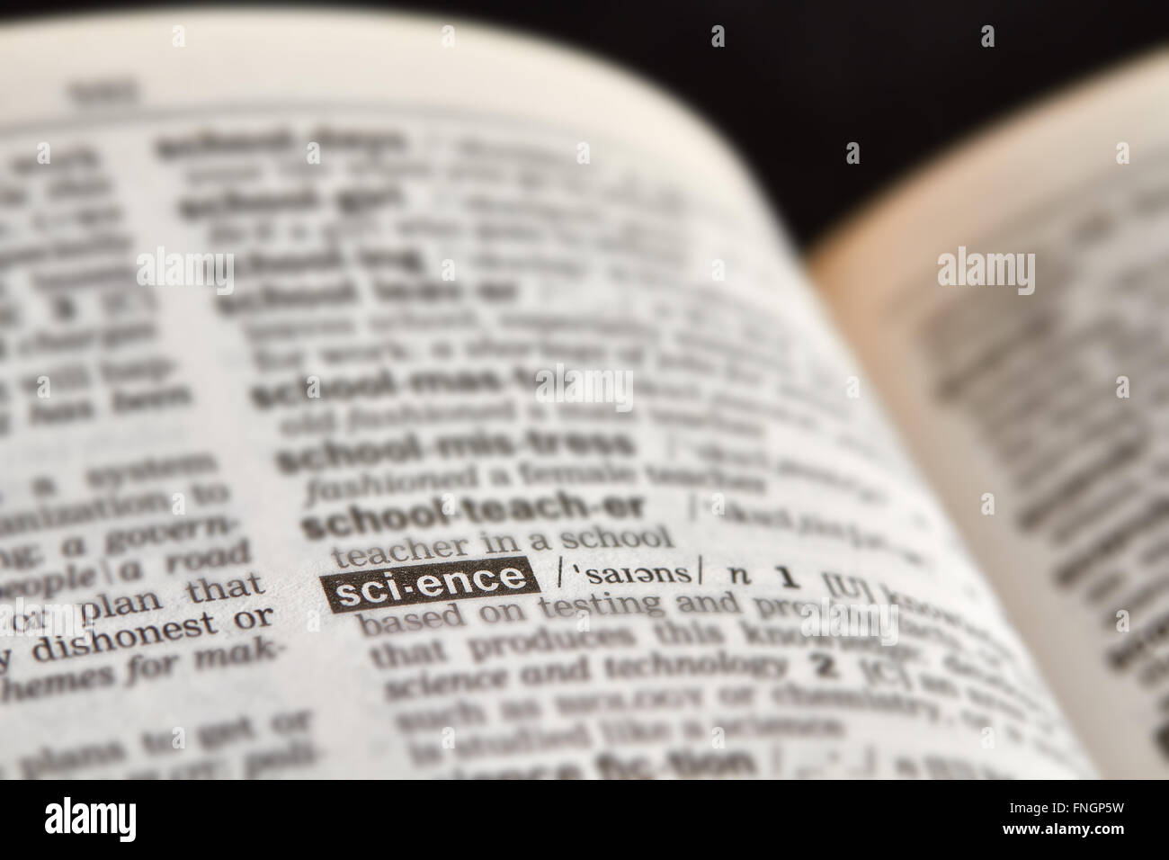 Science Word Definition Text in Dictionary Page Stock Photo Alamy