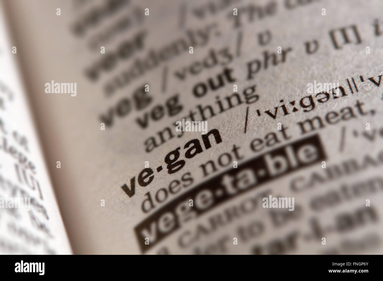 Vegan Word Definition Text in Dictionary Page Stock Photo Alamy