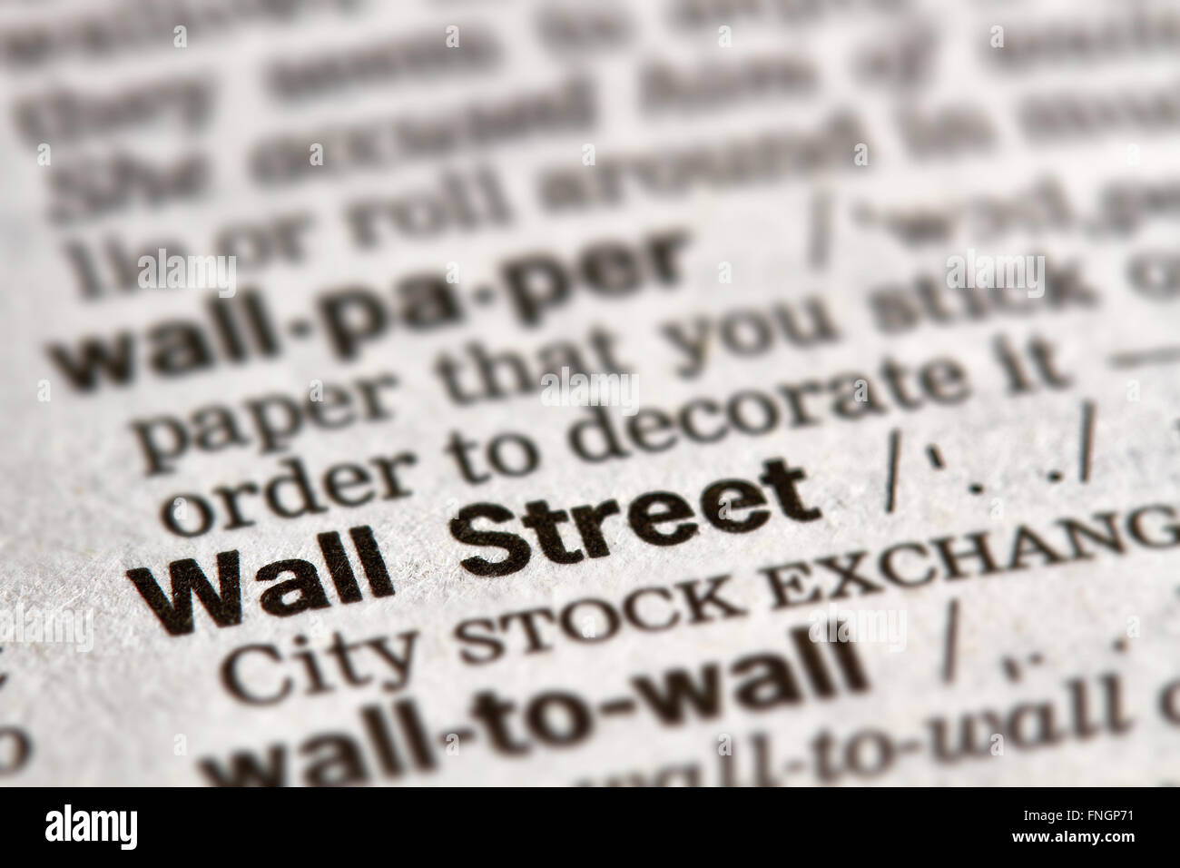 wall street word definition text in dictionary page stock photo