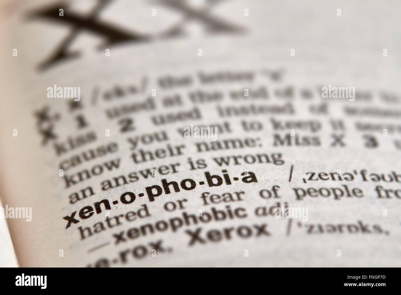 Xenophobia Word Definition Text in Dictionary Page Stock Photo Alamy