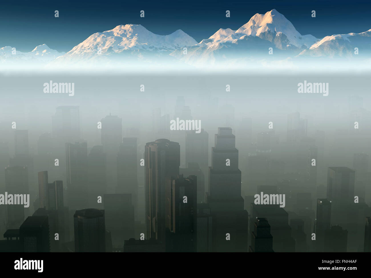 city in a fog Stock Photo