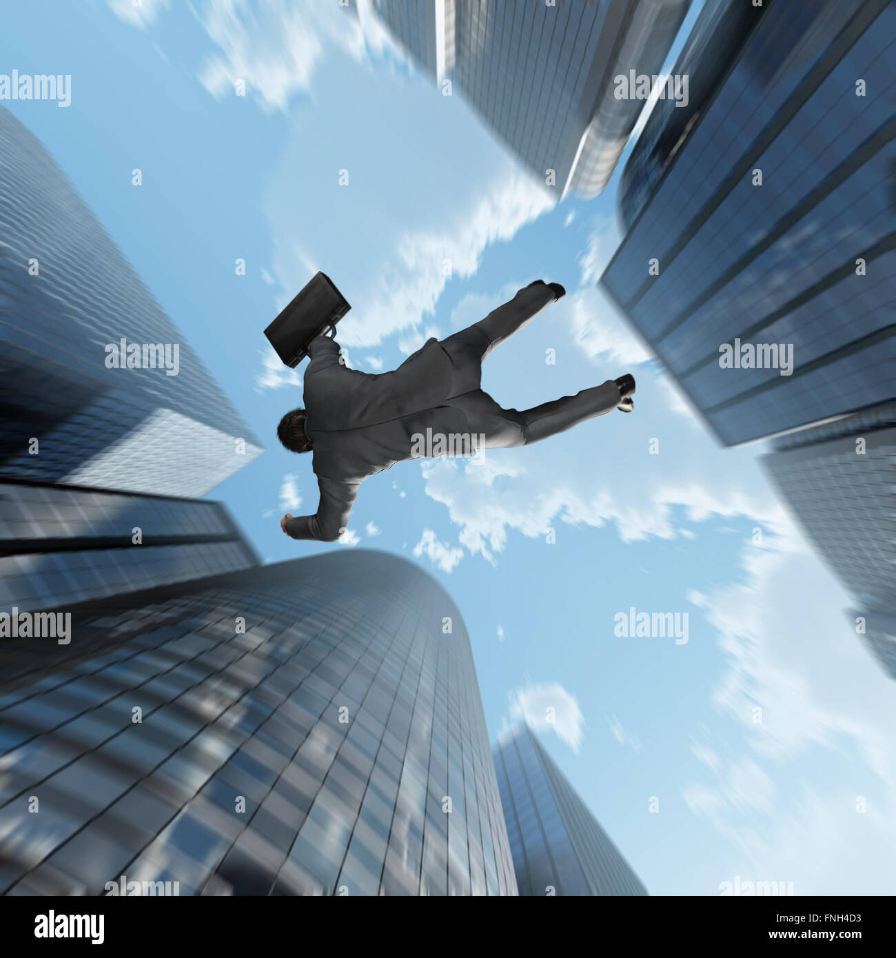 businessman falling into the abyss Stock Photo