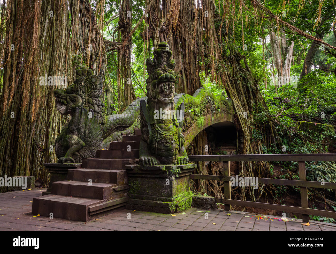 Dragon Bridge in Sacred Monkey Forest Sanctuary, Ubud, Bali, Indonesia Stock Photo