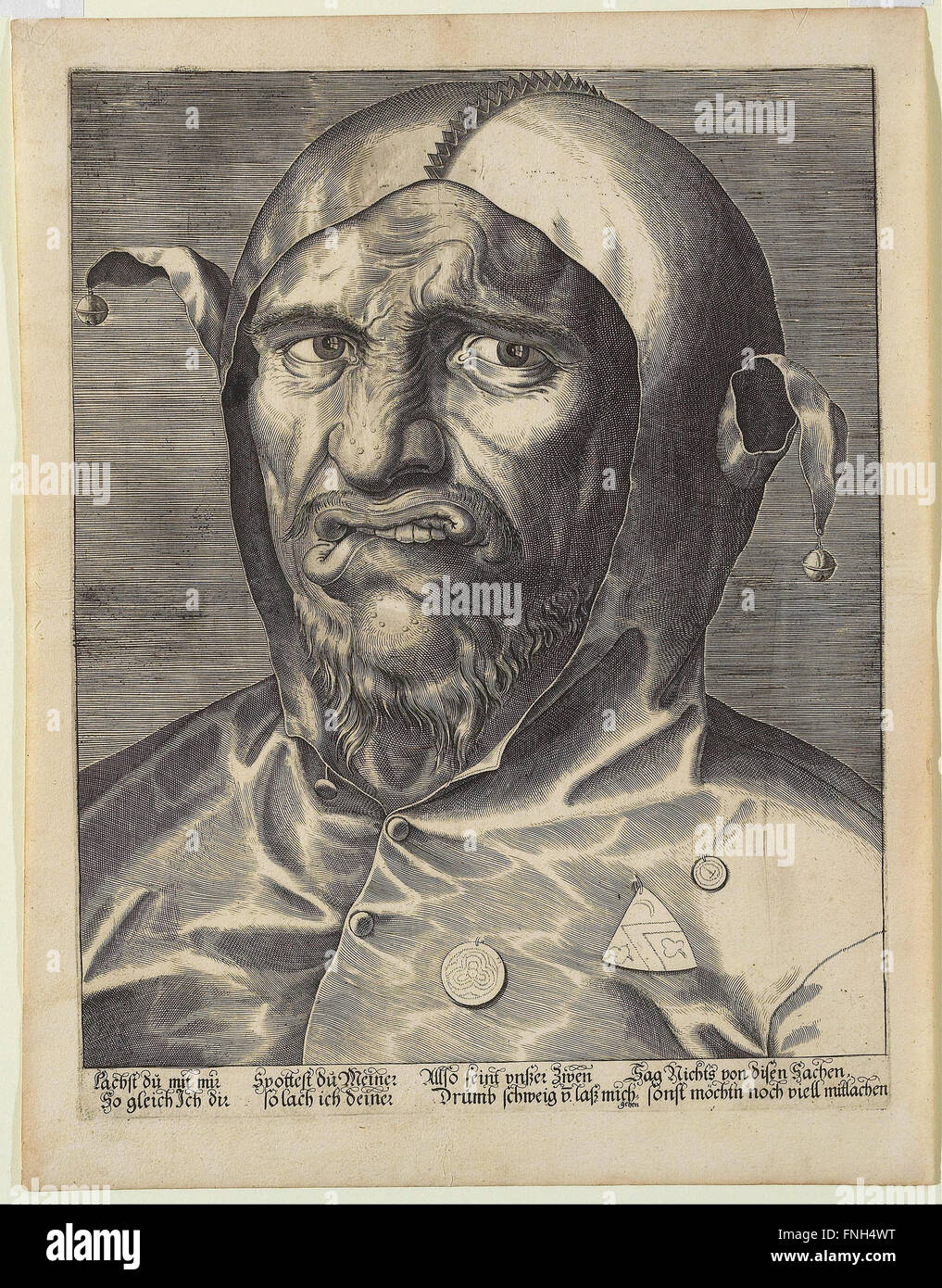 Anonymous German, 16th century - Large Head of a Jester Stock Photo