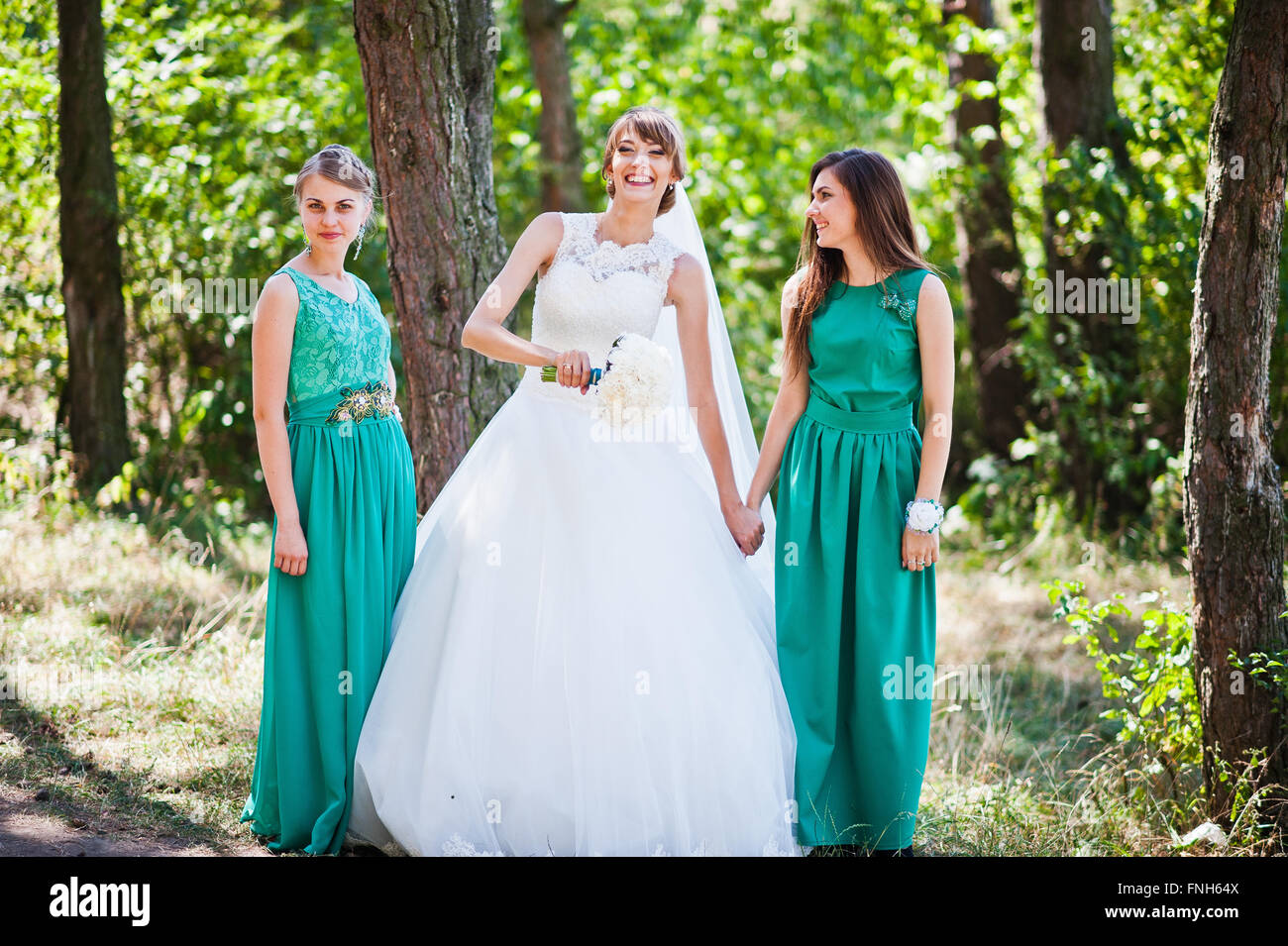bride and two bridesmaids