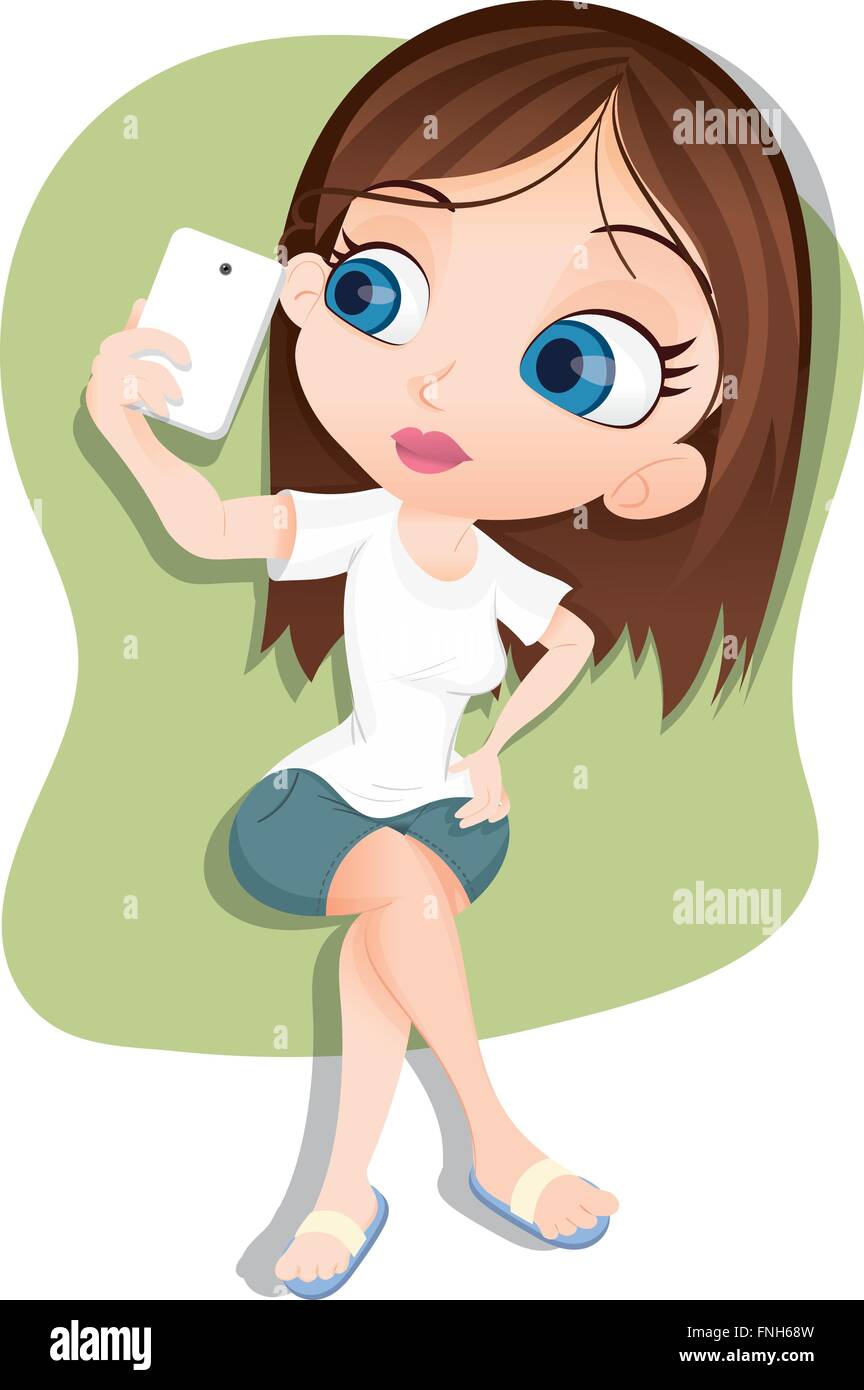 Cartoon Girl On Phone