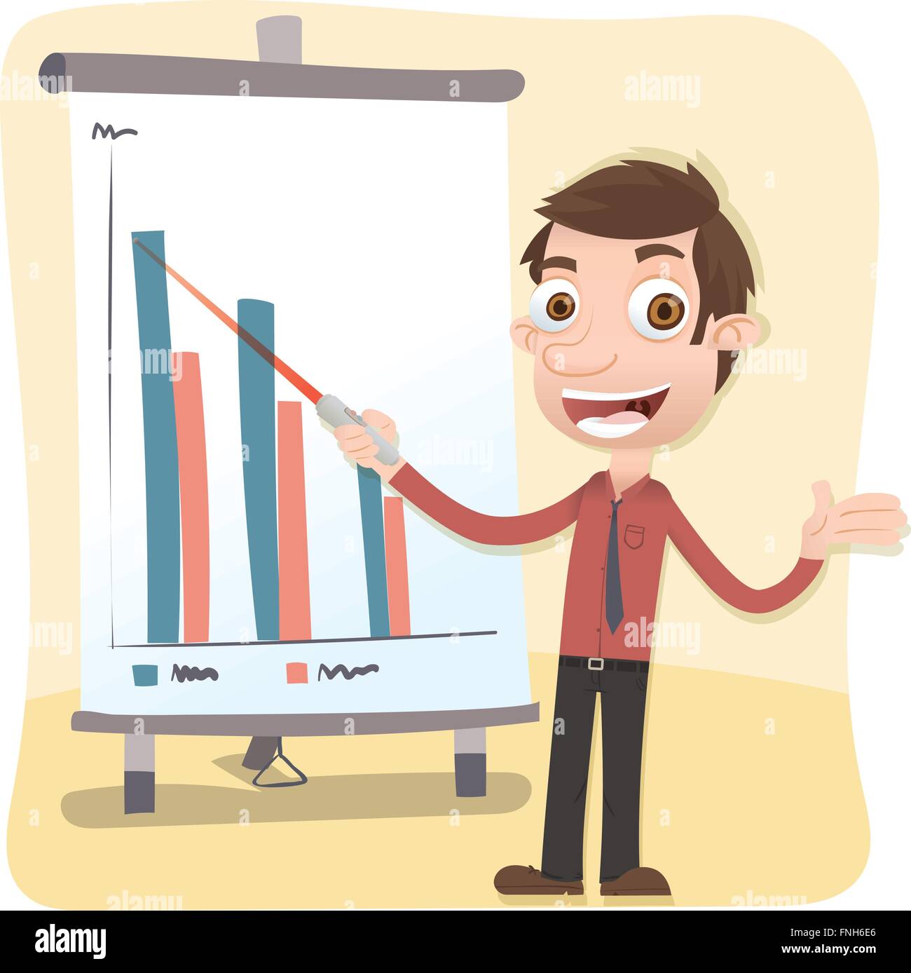 cartoon man presenting bar chart with laser pointer Stock Vector Image ...