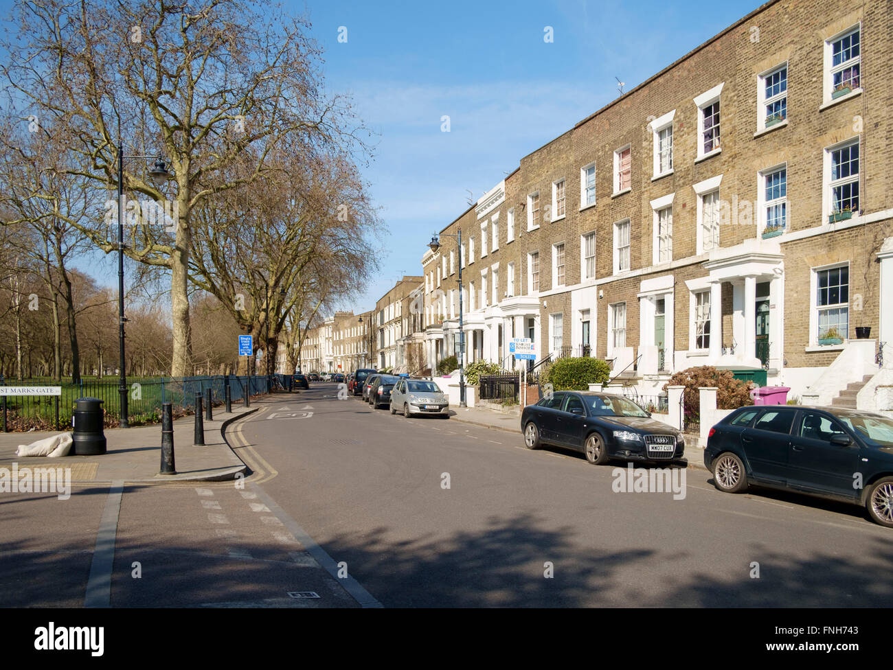 Victorian housing on Cadogan Terrace E9, overlooking Victoria Park in