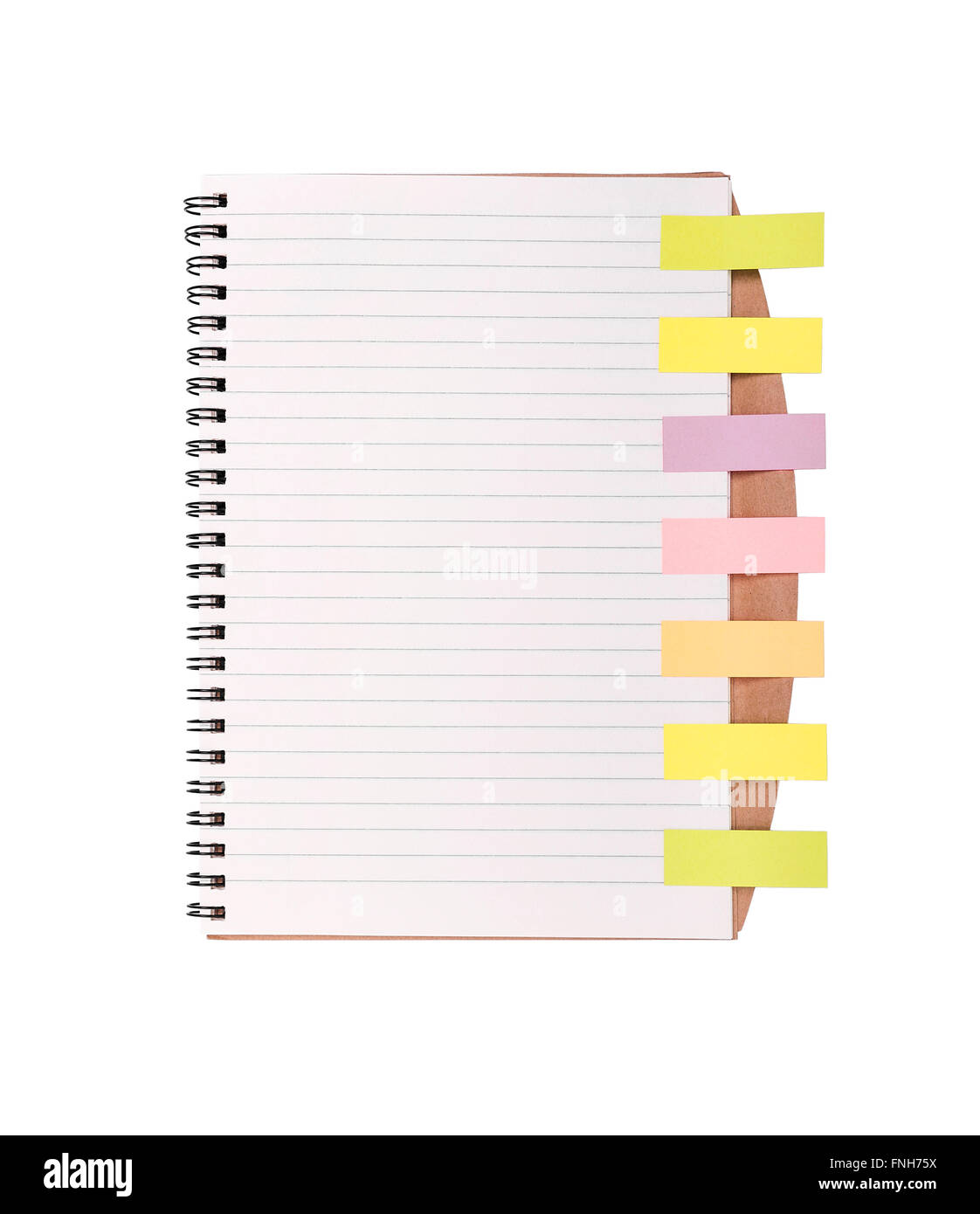 Open notebook with stickers. Stock Photo