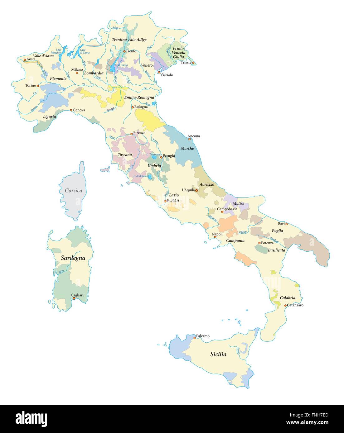 italy wine regions map Stock Vector