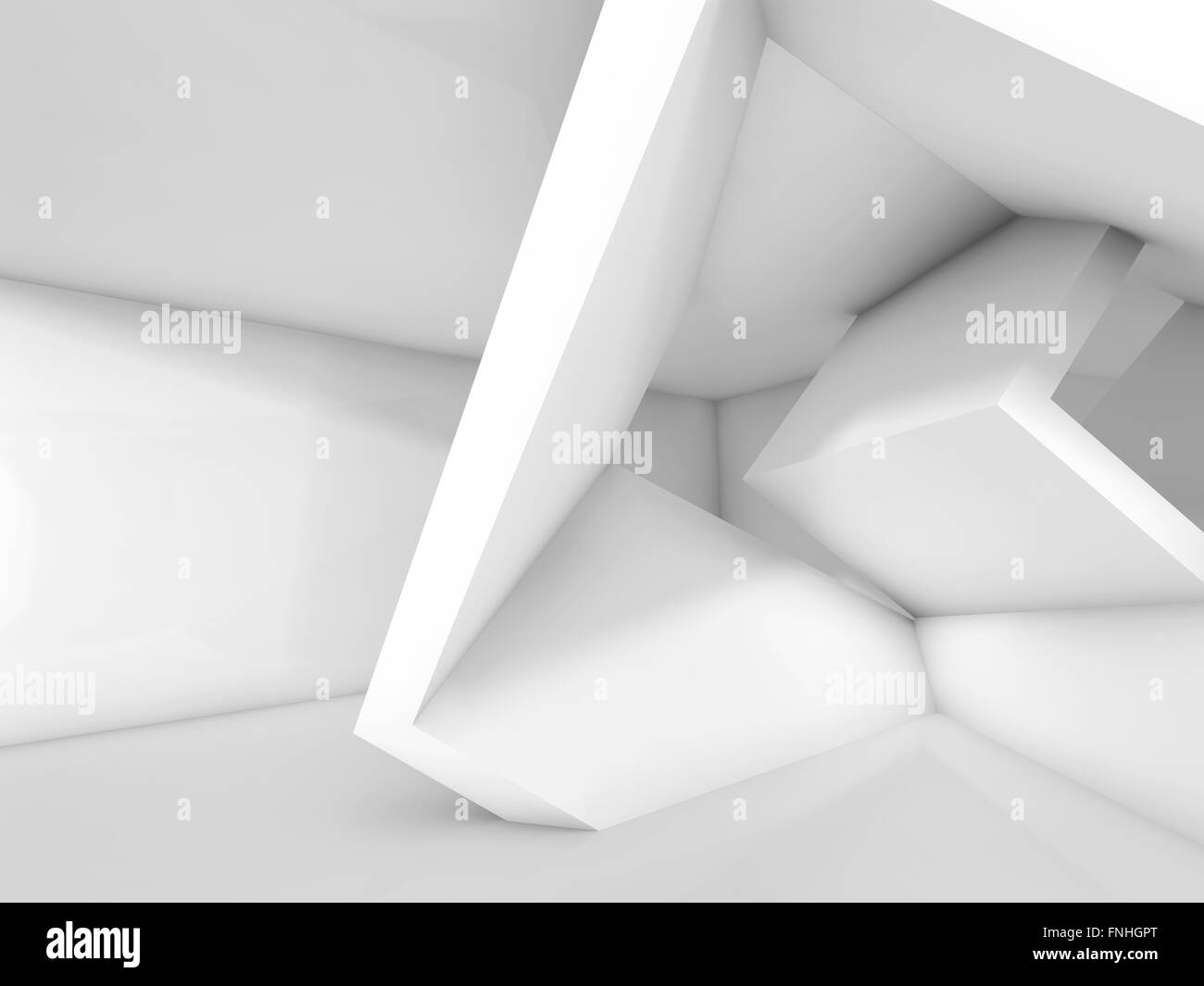 Abstract Interior Design With White Cubic Structures Empty Abstract Interior Design With White Cubic Structures Empty