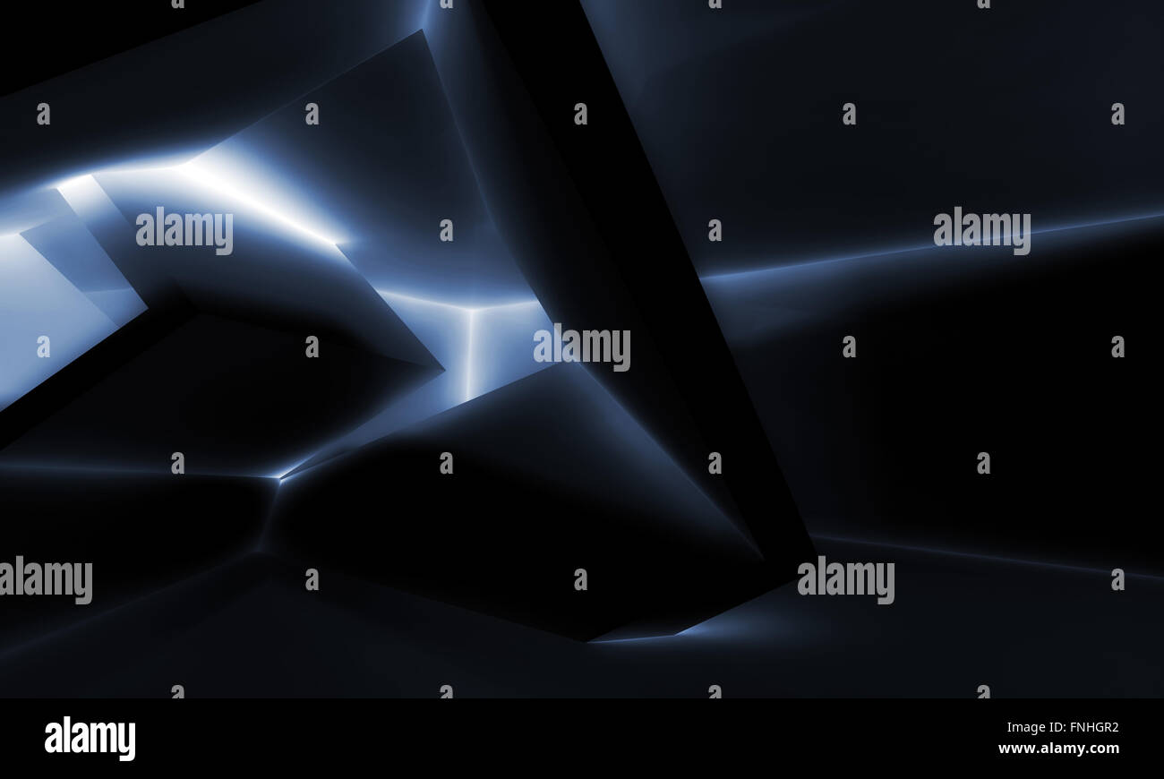 Abstract Black Interior Design With Shining Cubic Structures Empty Abstract Black Interior Design With Shining Cubic Structures Empty