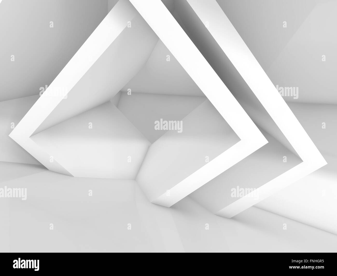 Abstract White Interior Design With Cubic Structures Empty Abstract White Interior Design With Cubic Structures Empty