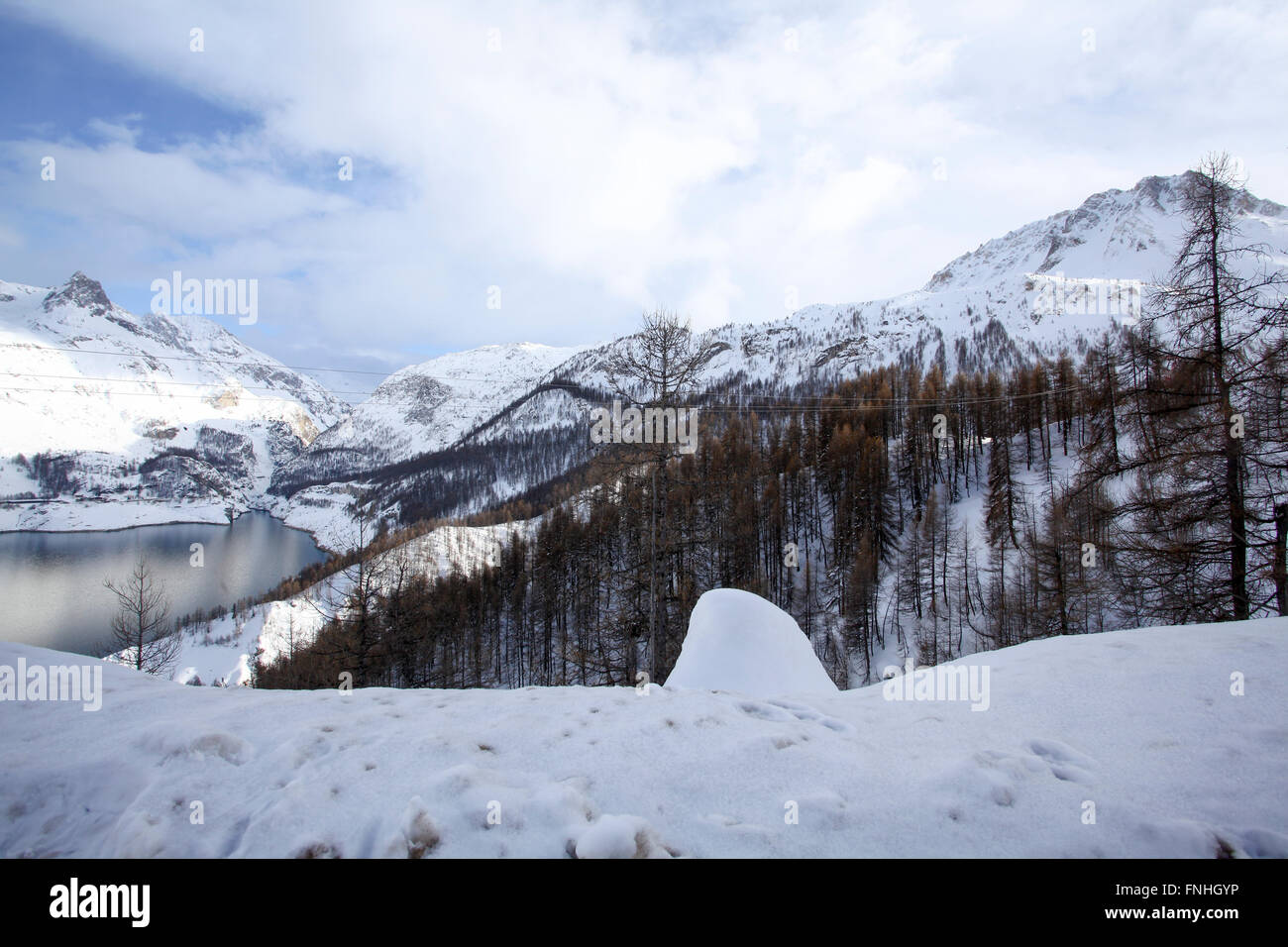 Tignes, France, Ski resort snowscape Stock Photo