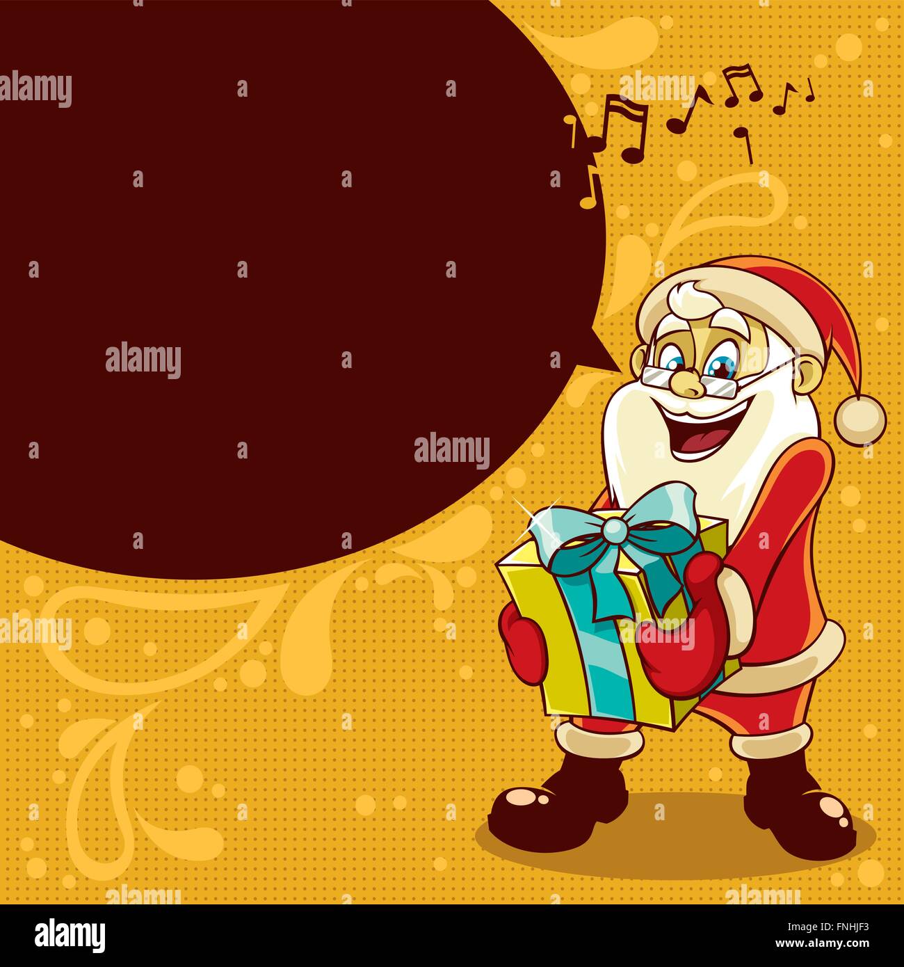 Santa wishing you Merry Christmas and giving you Christmas present Stock Image