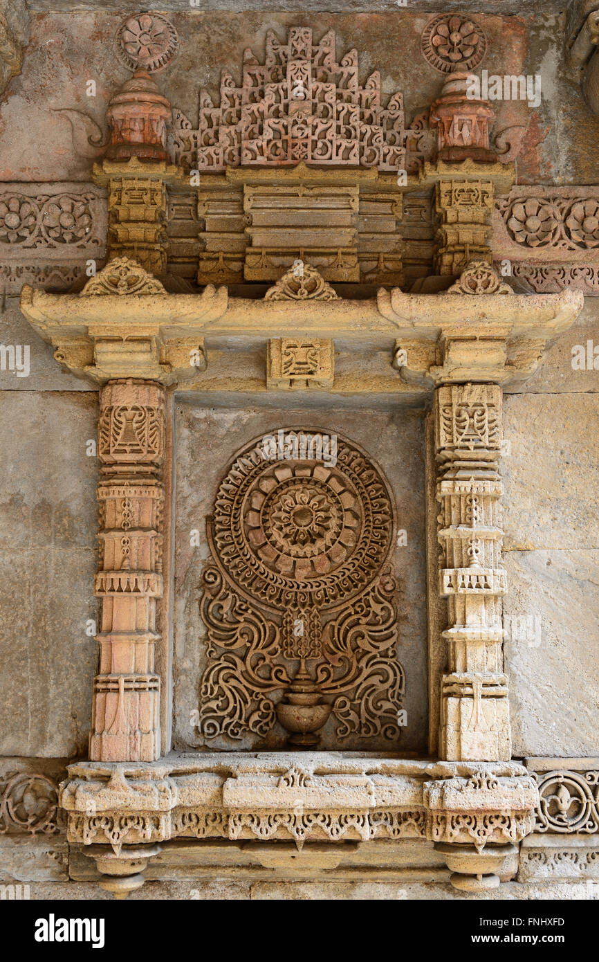 Adalaj Stepwell is a Hindu water building in the village of Adalaj, close to Ahmedabad town in the Indian state of Gujarat. Stock Photo