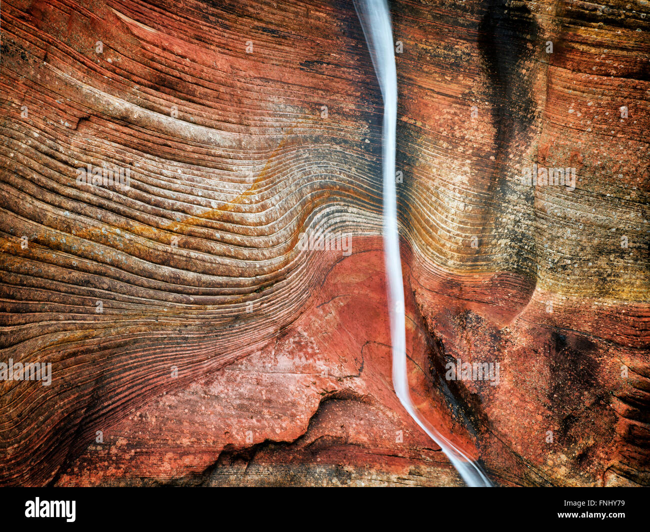A stream lasting only hours after a rainstorm in Zion National Park, Utah Stock Photo