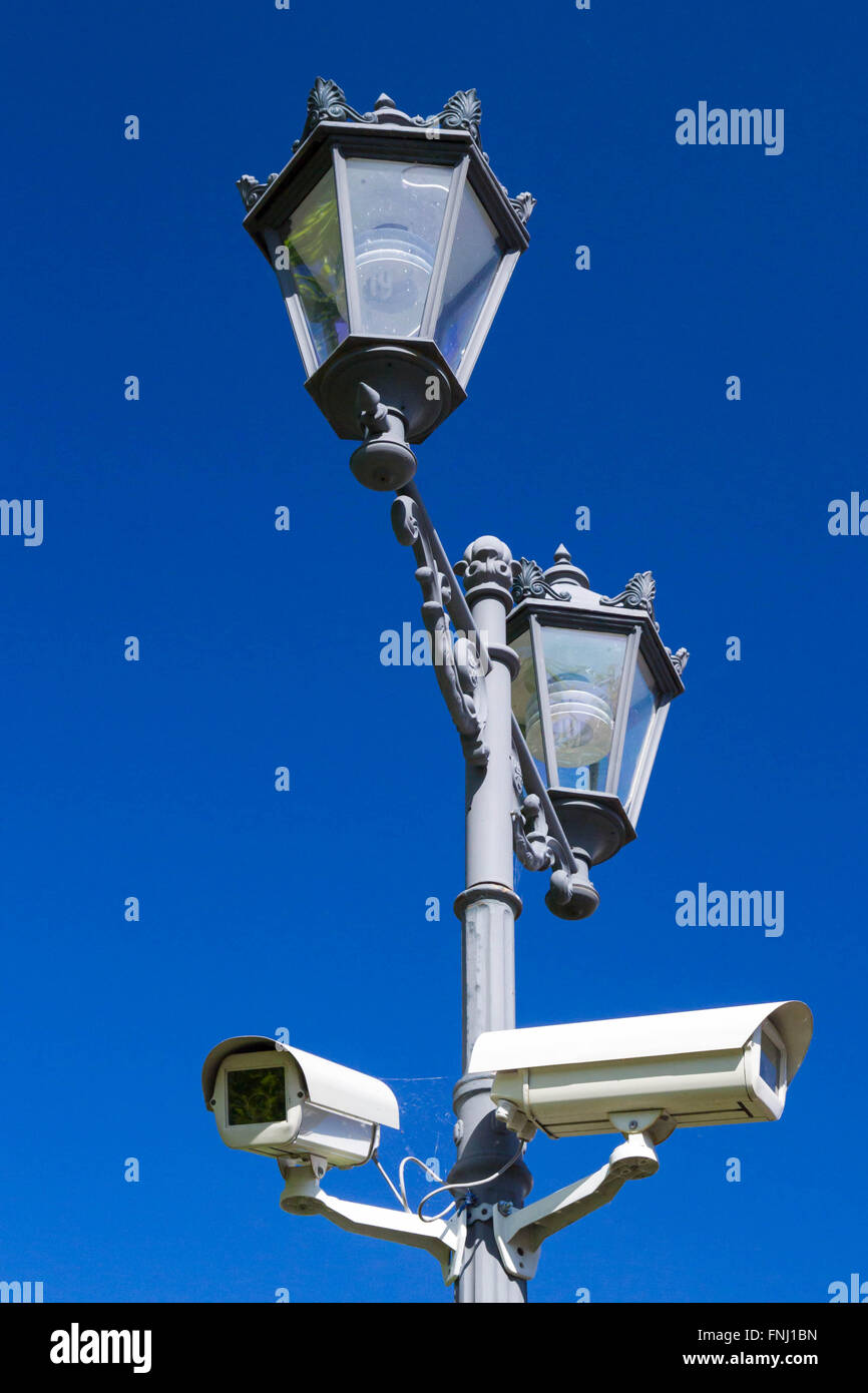 Surveillance camera on the electric pole Stock Photo Alamy