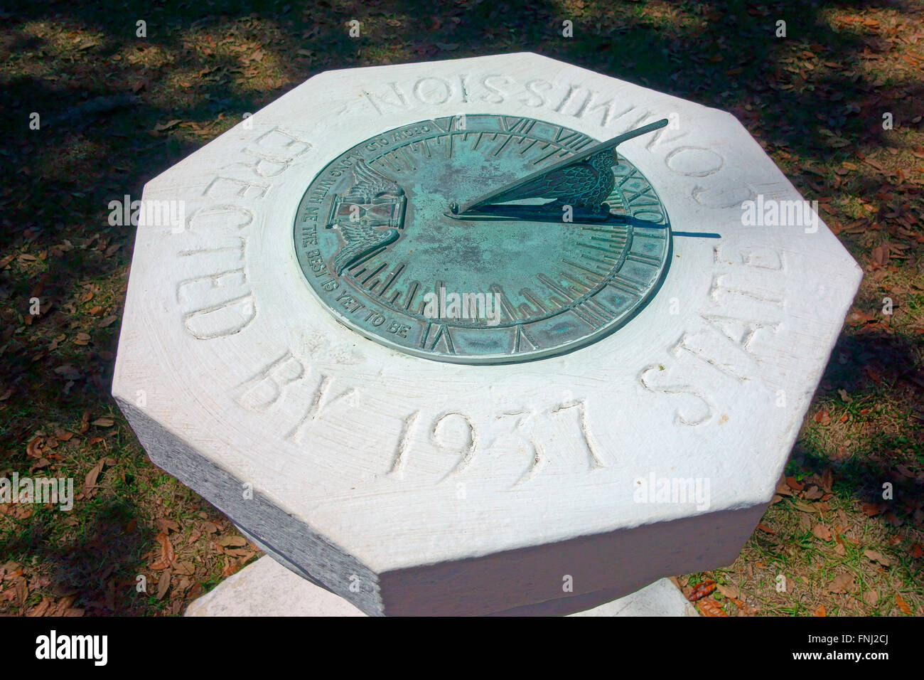A sundial for telling time using the angle of the sun Stock Photo
