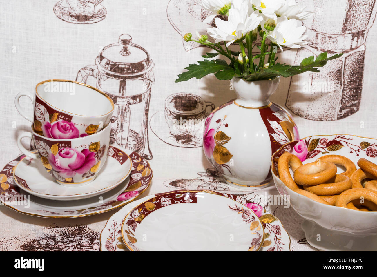 A table set for tea for breakfast stock photo alamy