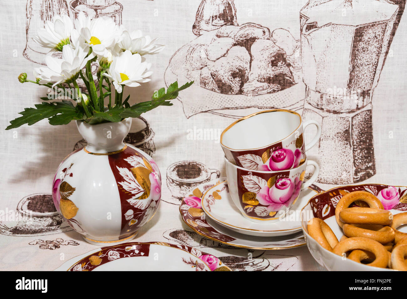 A table set for tea for breakfast stock photo alamy