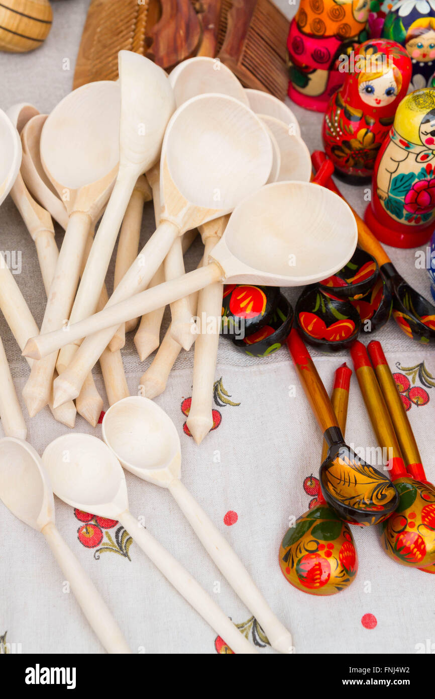 Wooden spoons in the gift shop Stock Photo - Alamy