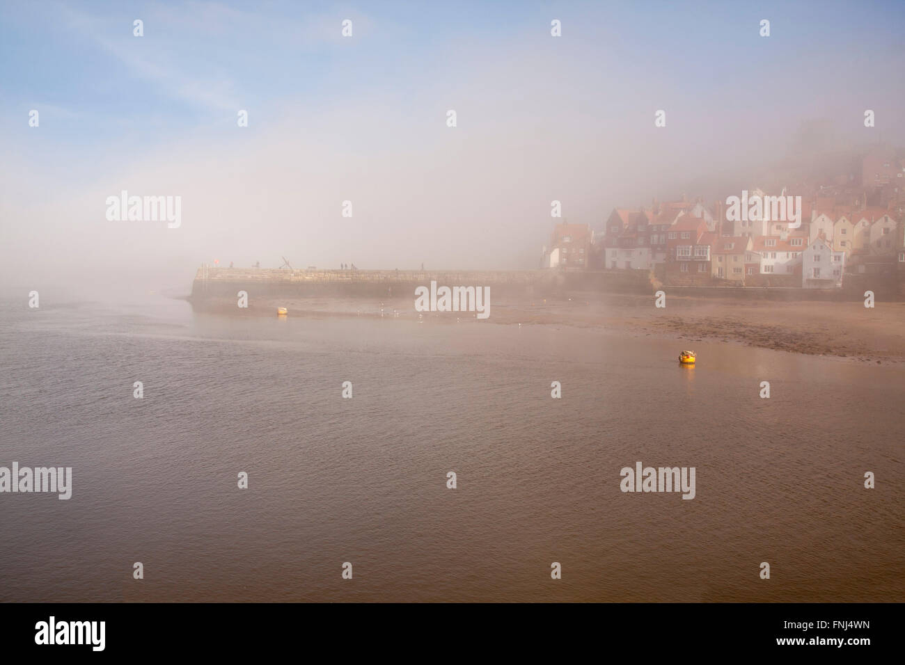 A foggy day in Whitby in North Yorkshire Stock Photo
