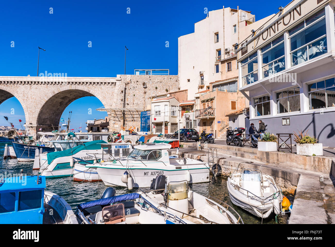 Marseille VALLON DES AUFFES, Bouches du Rhone 13 PACA France Europe // The district of vallon des auffes in Marseille Bouches du Stock Photo