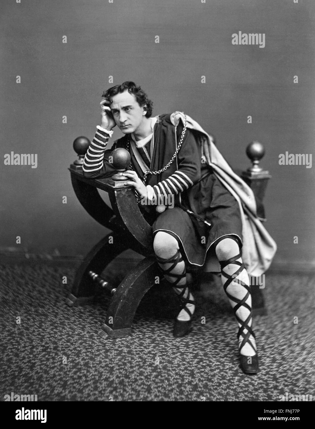 Edwin Booth, the 19thC American actor, in the role of Hamlet, c.1870 Stock Photo