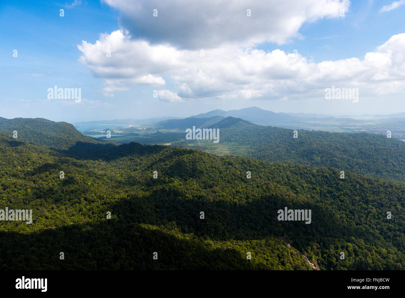 Langkawi panoramic landscape view from Gunung Machinchang Stock Photo
