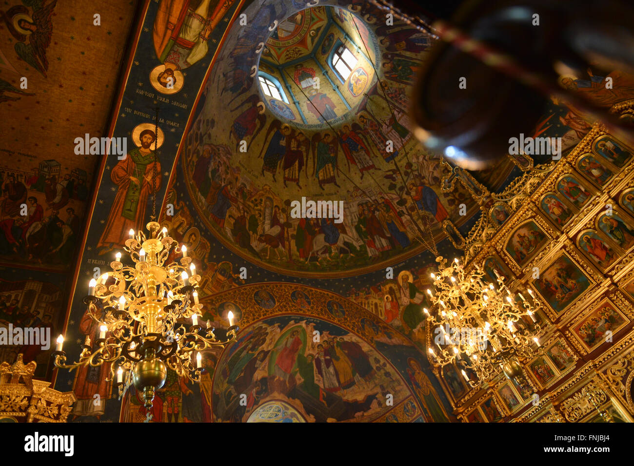 Christian church dome interior with lightnings Stock Photo