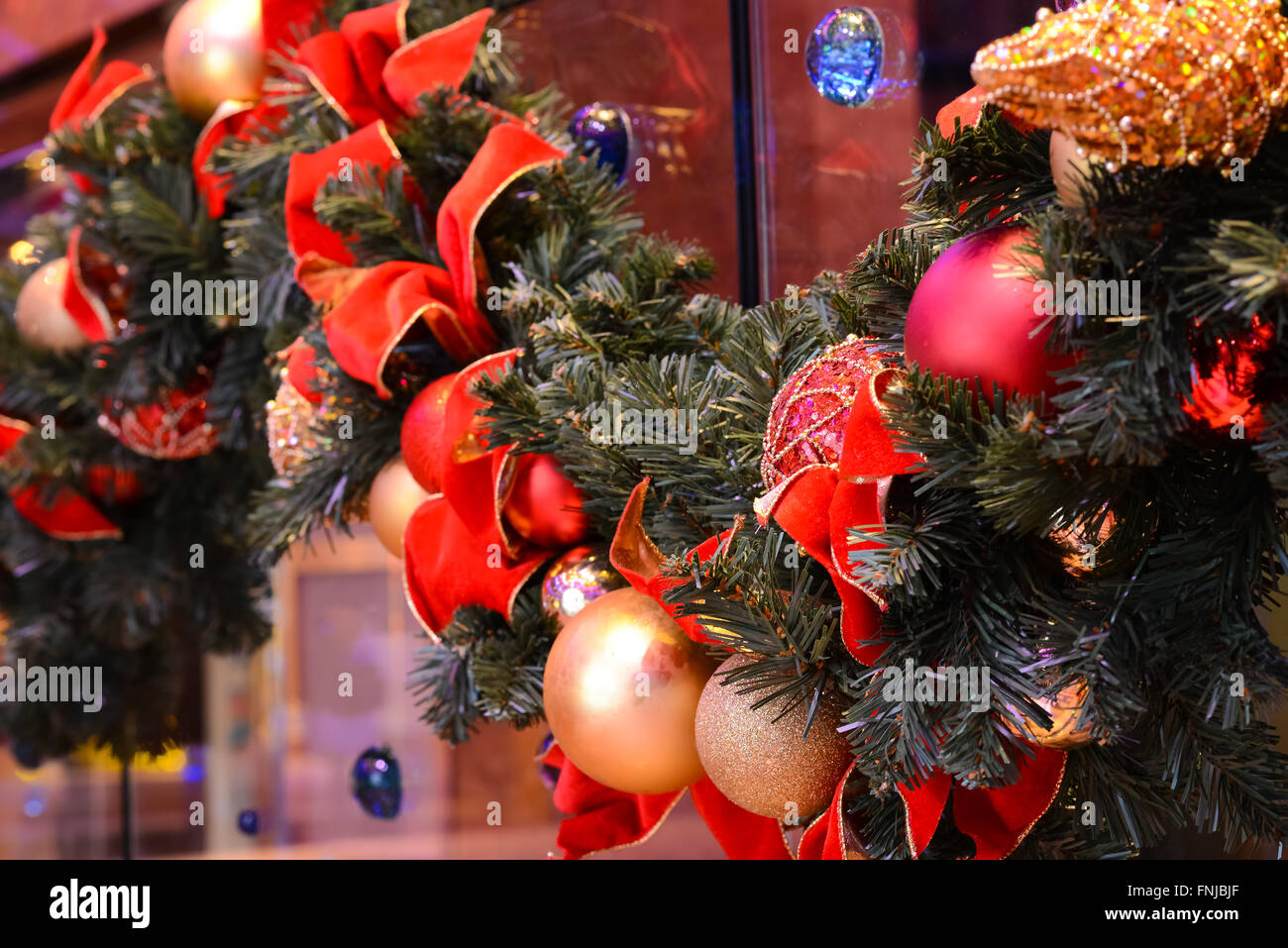 Christmas decorations in natural light Stock Photo