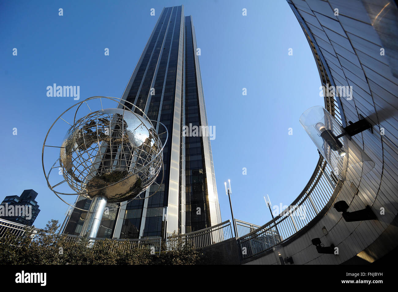 View of The Trump International Hotel and Tower is a high-rise building, located at 1 Central Park West, Manhattan. Stock Photo