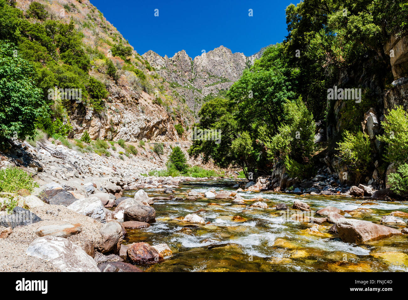 Redwood Creek at Kings Canyon Scenic Byway, Highway 180, Kings Canyon National Park, Southern Sierra Nevada, California, USA. Stock Photo