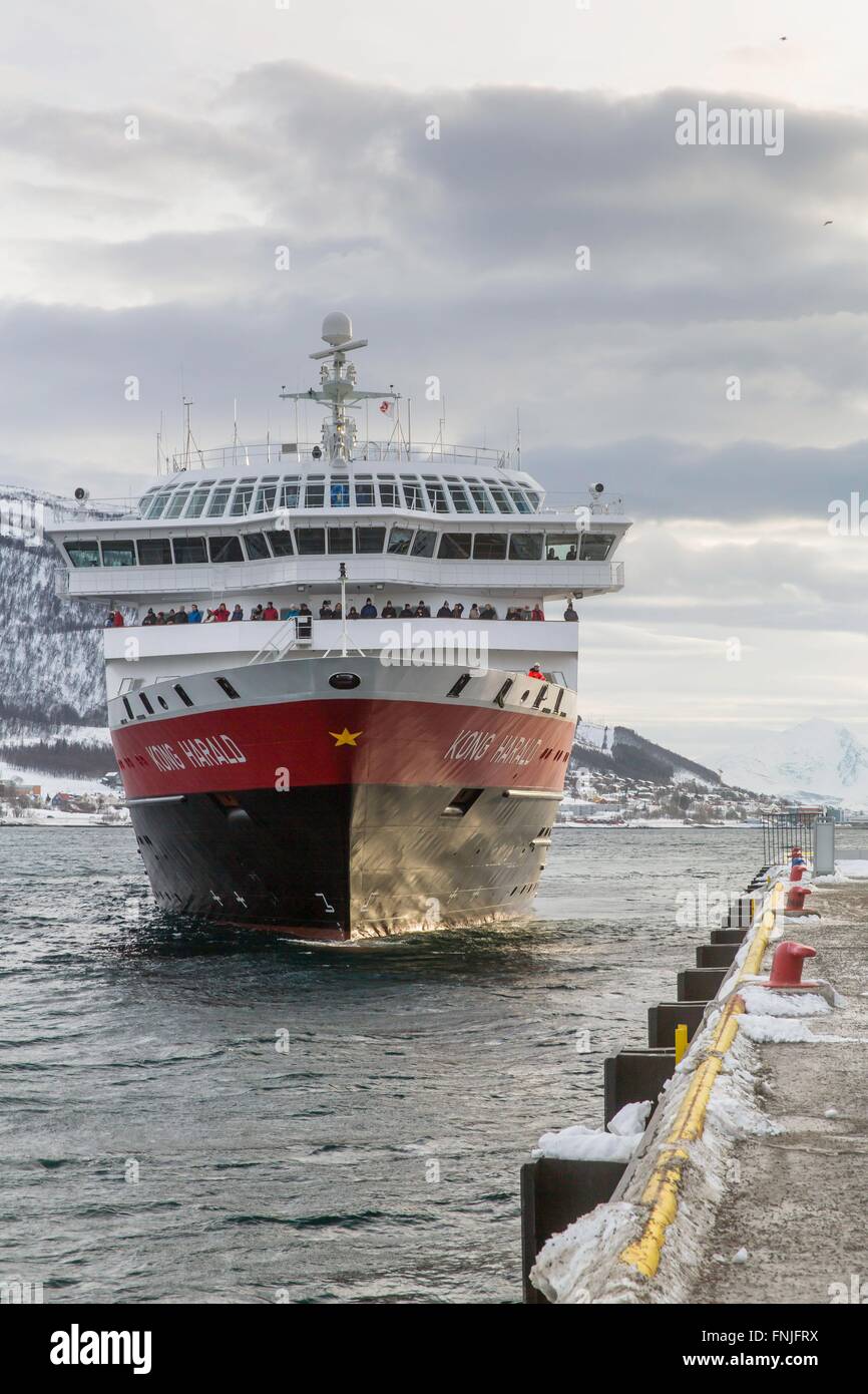 coastal express Kong Harald in Tromsö, march 2016 Stock Photo