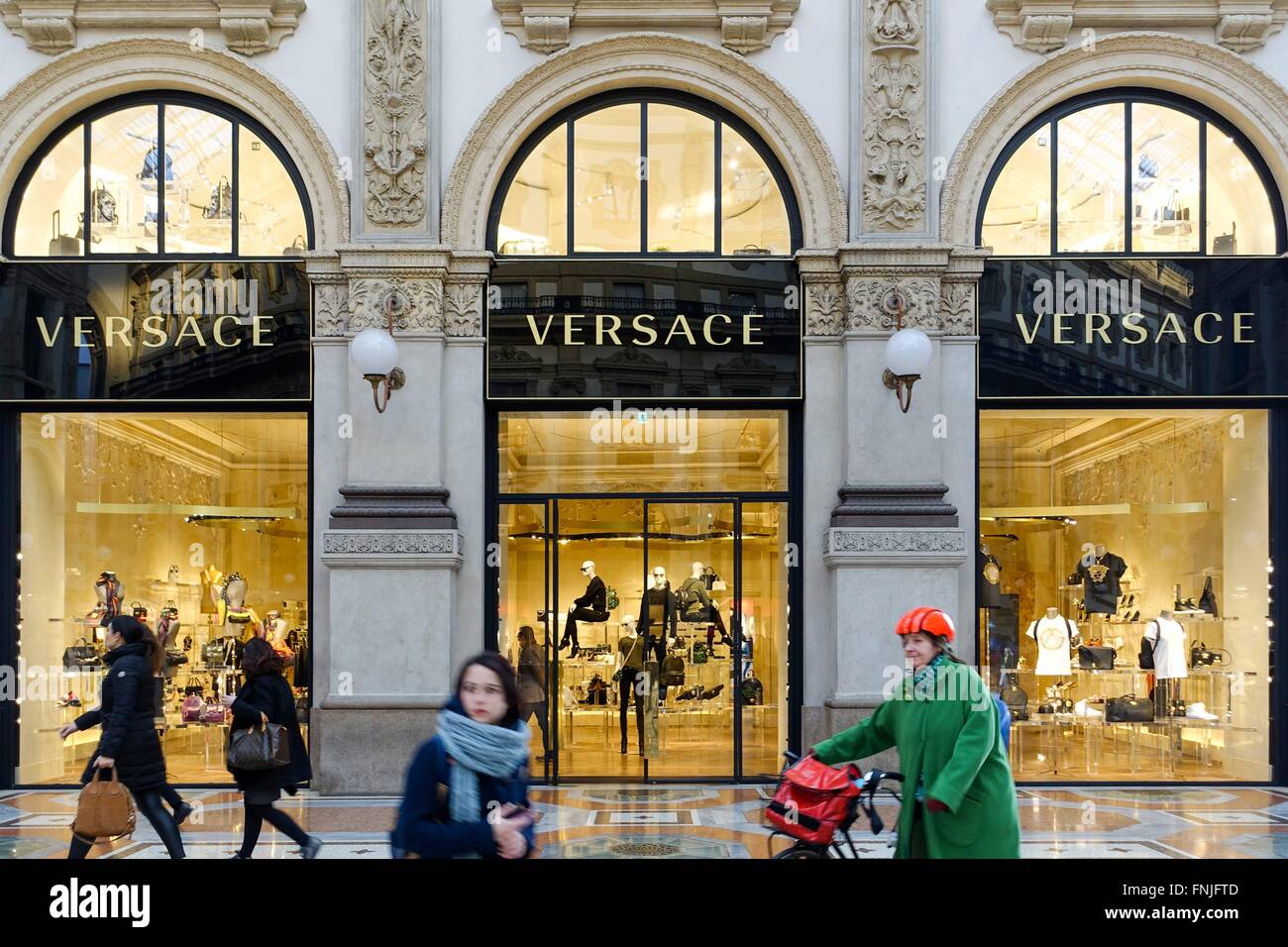 Italy Versace boutique at Galleria Vittorio Emanuele II, Milan. Photo