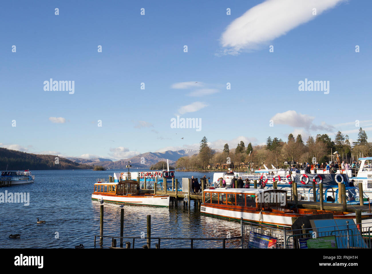Lake Windermere Cumbria 15th March 2016 UK Weather . Lake Windermere at