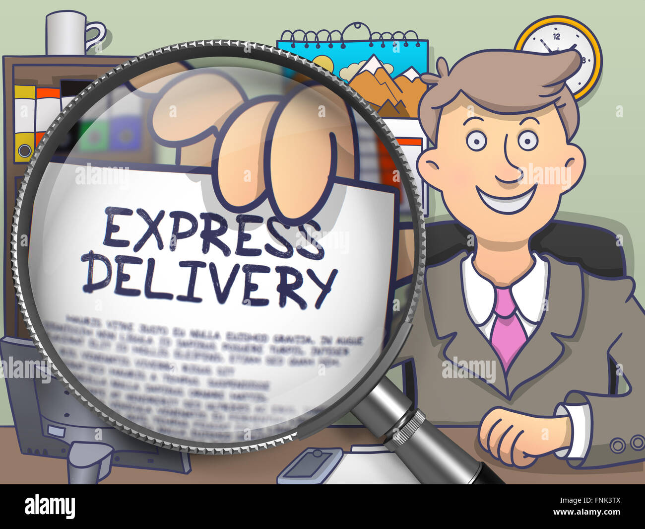 Express Delivery through Lens. Doodle Design Stock Photo Alamy