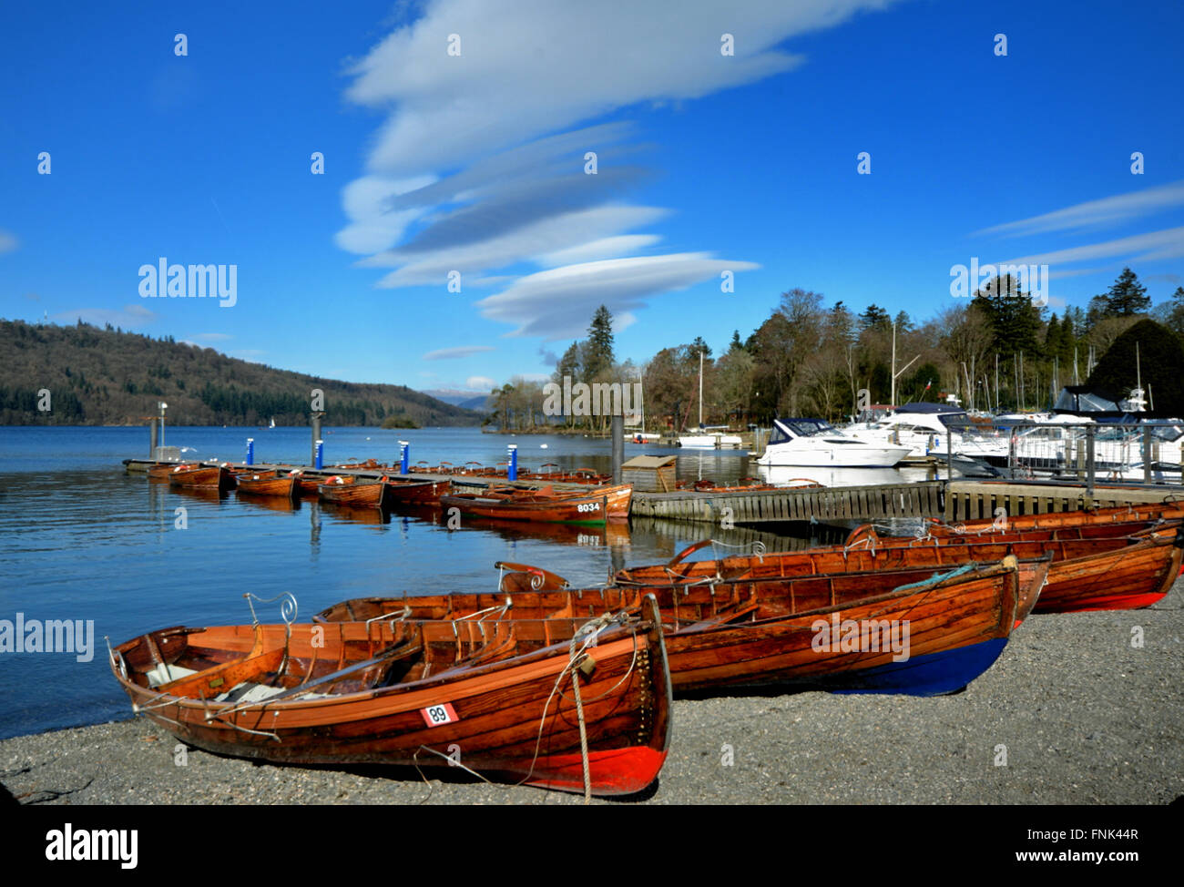 Lenticular clouds above Lake Windermere,Cumbria,UK Stock Photo