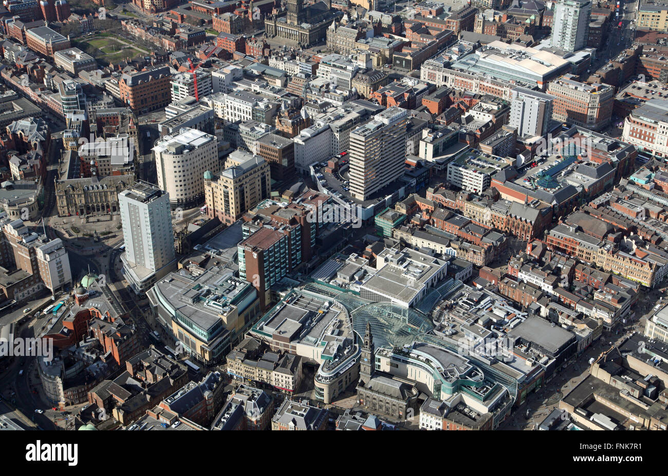aerial view of Albion Street in Leeds city centre, West Yorkshire, UK Stock Photo