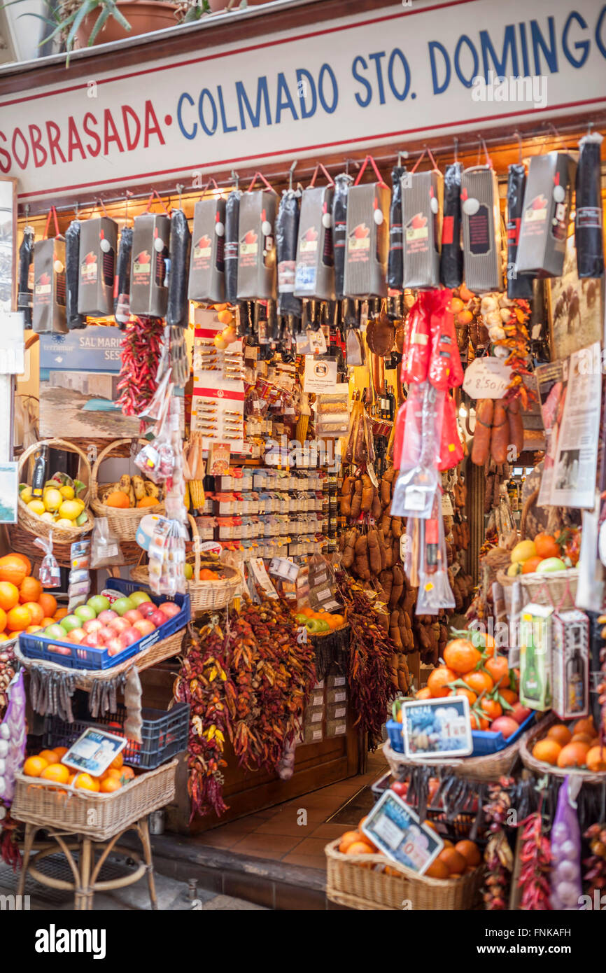 Shop Sobrasada Colmado santo domingo.Palma de Mallorca, Balearic Islands, Spain Stock Photo Alamy